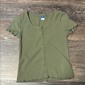 Old Navy Green Fitted Ribbed Blouse